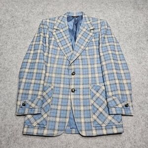 VTG Lincoln Park‎ For Dick Bruhn Blue Plaid Blazer Men's 40 2 Button